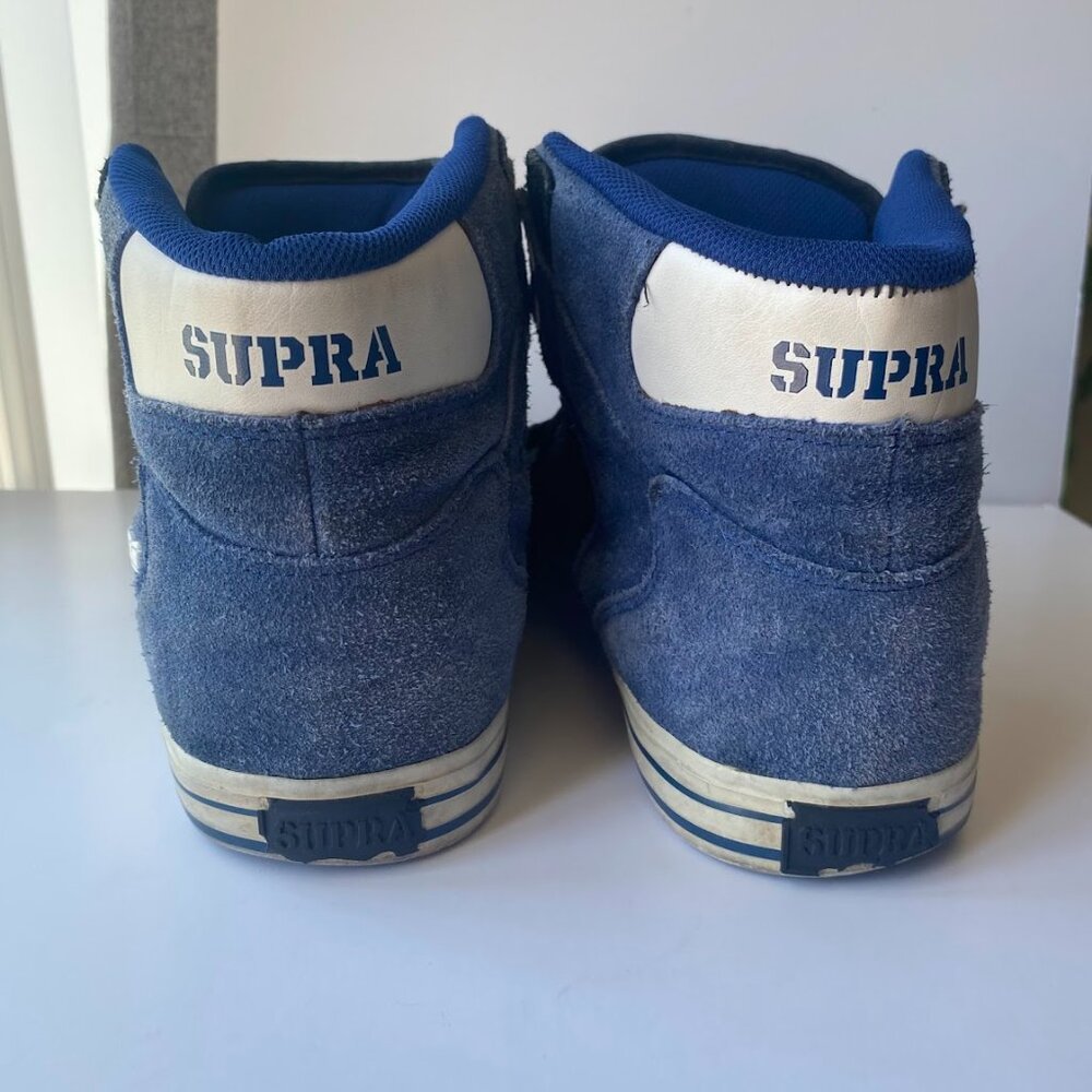 Rare Supra Vaider Footwear High Top Black Blue Suede Skate Shoes
